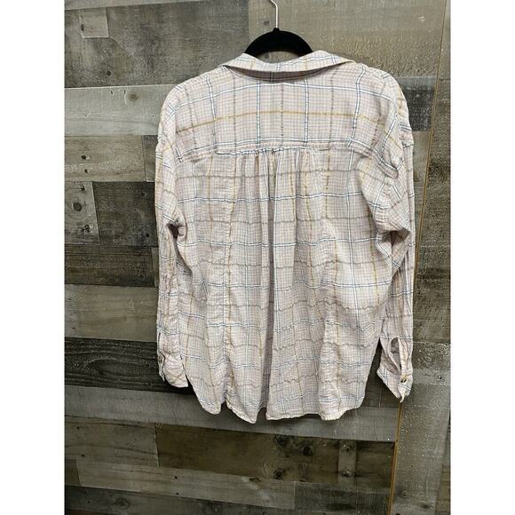Free People Break My Stride Buttondown Top Pink Combo Size XS - Picture 7 of 7